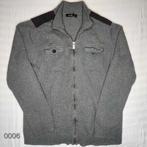 Apt 9 Sweater Mens Size XL Gray Jacket Full Zip Long Sleeve Mock Neck Pockets